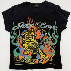 Urban Outfitters Crop Top – Tiger “Pure Love Eternal” Graphic Tee Size Medium